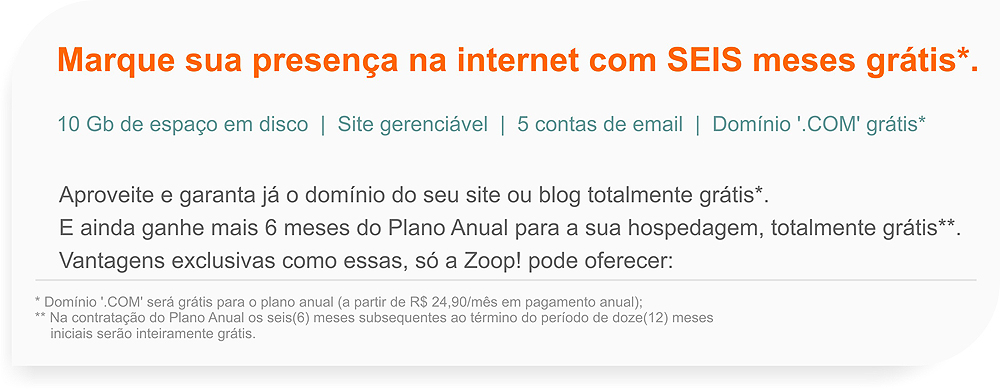 Marque sua presença na internet com SEIS meses grátis