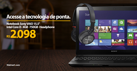Notebook Sony VAIO Intel® Core™ i5 3ª Geração, 4GB, HD 750GB, 15.5